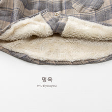 將圖片載入圖庫檢視器 25235SE-秋冬季韓版格子加絨保暖襯衫外套
