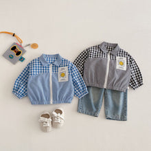 將圖片載入圖庫檢視器 ZCW6181SE-春季笑臉格紋拼接外套
