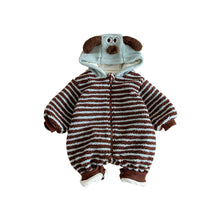 將圖片載入圖庫檢視器 ZDL5014LS冬季條紋加絨連身衣｜米粒絨爬服
