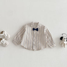 Load image into Gallery viewer, ZCY6094LS-春季條紋領結襯衫&amp;背帶褲
