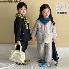 Load image into Gallery viewer, DZ250648TG-秋冬季刺繡夾棉加絨保暖兩件套裝
