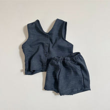 Load image into Gallery viewer, Y8528TG-Summer two-sided woven sleeveless T-shirt + shorts two-piece set 
