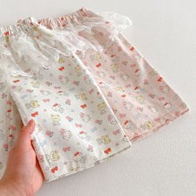 Load image into Gallery viewer, ZCK6077LS-春季貓咪印花蕾絲花邊長褲
