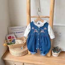 Load image into Gallery viewer, 2401424LS- Spring denim overalls + inner wear two-piece set
