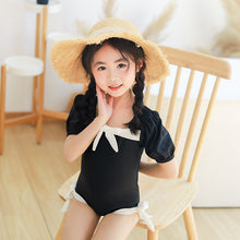將圖片載入圖庫檢視器 2210LS-夏季女孩可愛泡泡袖兒童泳衣+泳帽
