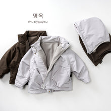 將圖片載入圖庫檢視器 25233SE-冬季兒童加絨拉鍊可拆帽戶外衝鋒衣
