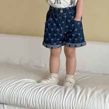 將圖片載入圖庫檢視器 XK260901PA-夏季格紋愛心牛仔短褲
