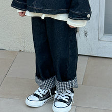 Load image into Gallery viewer, QW240058SE-Autumn checkered denim jacket &amp; denim trousers
