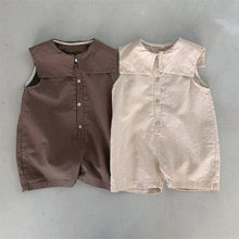 Load image into Gallery viewer, 25D832LS-Summer Korean version of small and medium-sized children&#39;s large lapel sleeveless loose casual jumpsuit 
