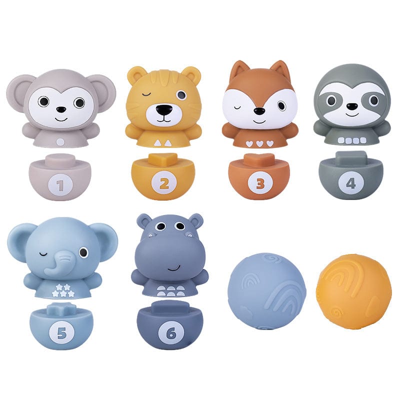 50305AC-Baby educational soft rubber building blocks bowling hand catch ball