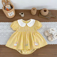 Load image into Gallery viewer, H10751DS-夏季｜格紋刺繡｜包屁衣
