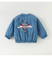 將圖片載入圖庫檢視器 D25281SE-秋冬刺繡壓紋拉鍊棉外套
