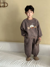 Load image into Gallery viewer, DZ250631TG-冬季麵包刺繡羊羔絨加厚休閒兩件套裝
