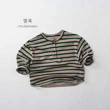 Load image into Gallery viewer, 25172SE-秋季條紋棉質長袖上衣
