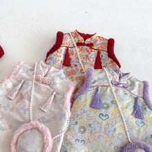 將圖片載入圖庫檢視器 ZDQ5628LS-冬季復古中國風流蘇夾棉背心裙（含配飾) &amp; 針織衣
