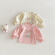 將圖片載入圖庫檢視器 ZCY6057SE-春季貓咪印花上衣｜女童卡通打底T恤
