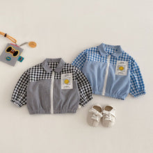 將圖片載入圖庫檢視器 ZCW6181SE-春季笑臉格紋拼接外套
