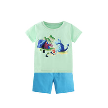 將圖片載入圖庫檢視器 10043TG-夏季男童圓領短袖套裝
