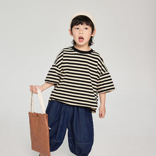 Load image into Gallery viewer, F054SE-夏日寬鬆條紋短袖上衣
