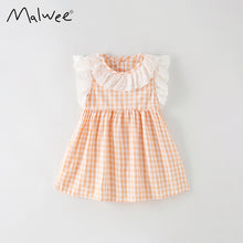 Load image into Gallery viewer, &lt;Taiwan Pavilion&gt; 8229DS-malwee summer European and American children&#39;s casual plaid dress 
