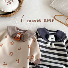 將圖片載入圖庫檢視器 ZDL5184LS-冬季條紋羊駝絨加絨連體爬服
