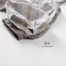 將圖片載入圖庫檢視器 25115LS-夏季薄款韓版格紋條紋背帶褲
