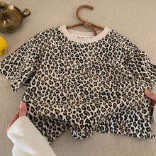 Load image into Gallery viewer, PP1227SE-夏季圓領豹紋短袖休閒上衣
