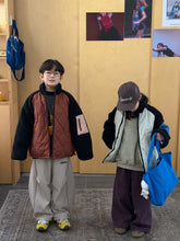 將圖片載入圖庫檢視器 2025D221SE-冬季韓版菱形壓紋拼接袖保暖外套
