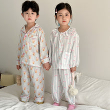Load image into Gallery viewer, QJ250546JG-秋季純棉紗布a類條紋家居上下套裝
