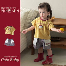 將圖片載入圖庫檢視器 M627093TG-夏季｜撞色小狗｜短褲套裝
