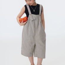 Load image into Gallery viewer, BB2613PA-夏季｜條紋休閒｜七分背帶褲
