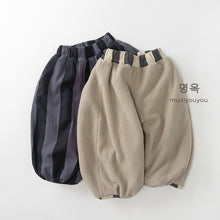 將圖片載入圖庫檢視器 25250PA-冬季韓版直條紋加絨闊腿長褲
