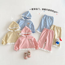 Load image into Gallery viewer, ZCT6062TG-春季蕾絲連帽休閒褲兩件套
