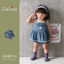 Load image into Gallery viewer, 629211LS-夏季｜軟萌牛仔｜女童刺繡包屁衣
