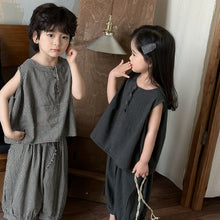 Load image into Gallery viewer, 25X28TG-夏季｜格紋森系｜背心兩件套
