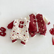 將圖片載入圖庫檢視器 ZDL5682LS-冬季嬰幼兒喜慶中國風拼色加絨連體衣
