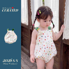 將圖片載入圖庫檢視器 624148LS-夏季｜彩色波點玩偶｜女童吊帶三角哈衣
