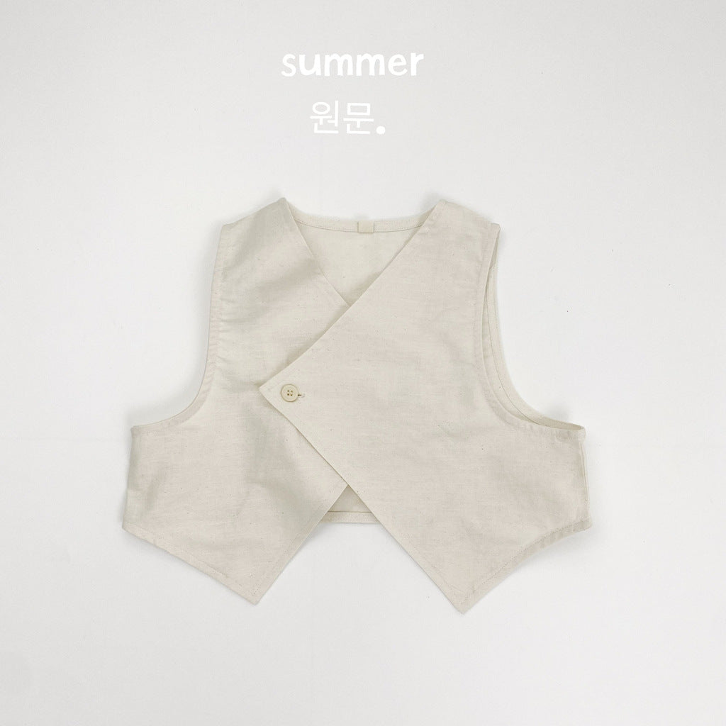 1555SE- 夏季V領不規則背心外套