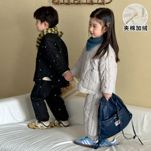 Load image into Gallery viewer, DZ250648TG-秋冬季刺繡夾棉加絨保暖兩件套裝
