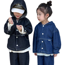 Load image into Gallery viewer, QW240058SE-Autumn checkered denim jacket &amp; denim trousers
