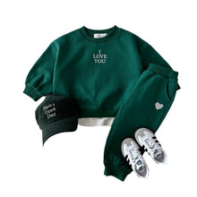 Load image into Gallery viewer, 24247TG-Autumn Korean version of letter embroidered top + trousers two-piece set
