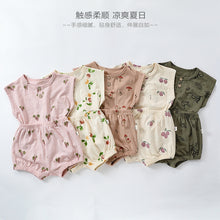 Load image into Gallery viewer, D24329TG-Summer Nordic style pure cotton sleeveless children&#39;s printed two-piece suit 
