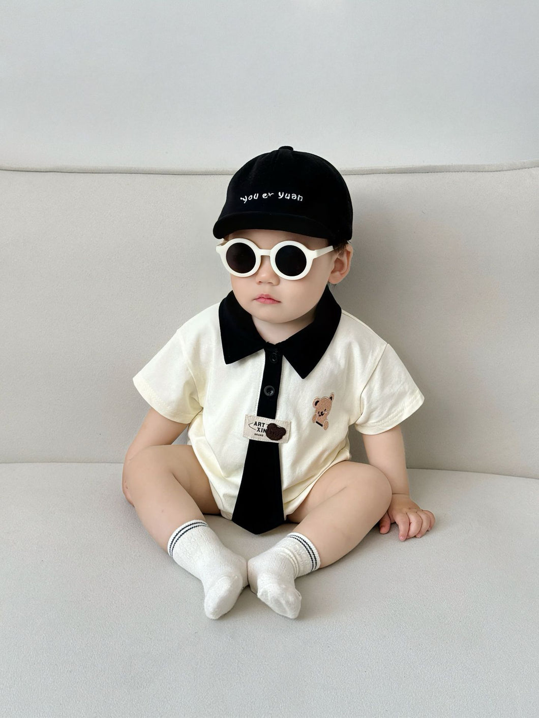 51402LS-Summer Korean style short-sleeved gentleman's style bodysuit 