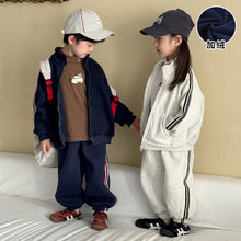 Load image into Gallery viewer, DZ250664TG-秋冬季運動風立領加絨拉鍊兩件套裝
