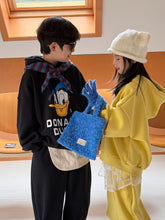 將圖片載入圖庫檢視器 2025D184TG-冬季韓版卡通鴨印花連帽加絨兩件套
