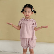 將圖片載入圖庫檢視器 XZ260980TG-夏季｜花邊領｜短袖套裝
