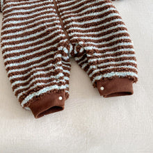 將圖片載入圖庫檢視器 ZDL5014LS冬季條紋加絨連身衣｜米粒絨爬服
