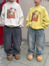 將圖片載入圖庫檢視器 2025D194PA-冬季韓版加絨口袋牛仔工裝褲
