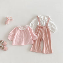 Load image into Gallery viewer, ZCK6067LS-春季刺繡背帶長褲&amp;娃娃上衣
