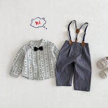 Load image into Gallery viewer, ZCY6094LS-春季條紋領結襯衫&amp;背帶褲
